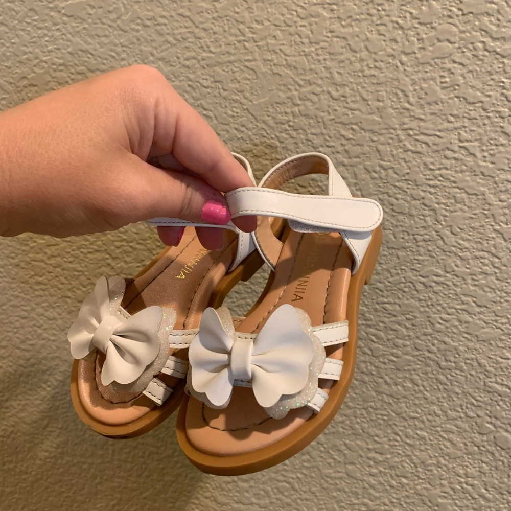 White Bow Kids Sandals